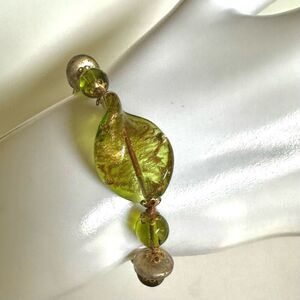 Green  Murano glass beaded  gold tone bracelet
